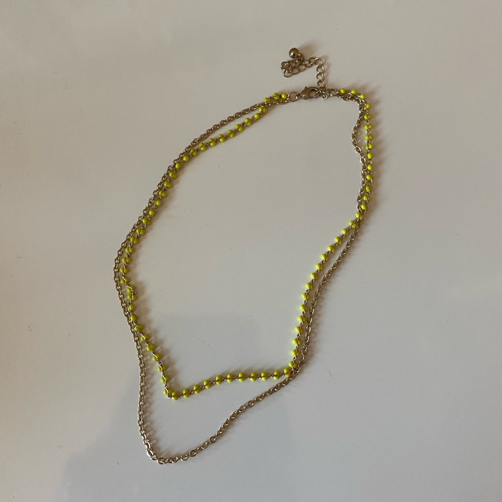 Green and gold beaded layered necklace